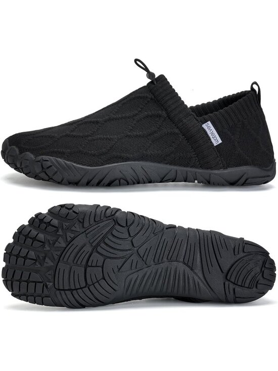 ?Men\'s Black Knit Pull on Comfortable Elastic Adjustable Non Slip Shoes main image 5
